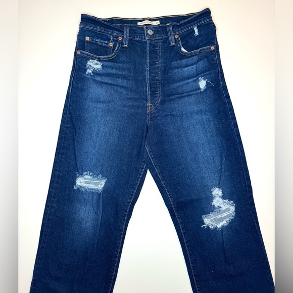 Levi’s Women’s Ribcage Straight Ankle Distressed Jeans Size- 30 - Picture 2 of 8